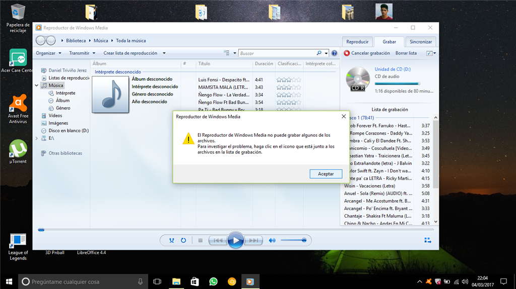 Miseria enviar trolebús Windows 10 - Grabar CD audio. - Microsoft Community