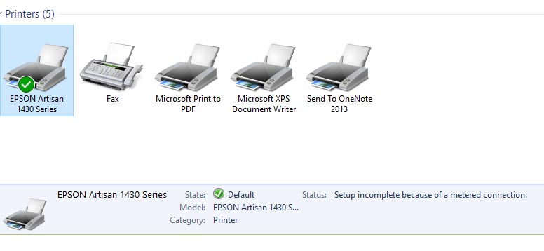 Printer Status: incomplete of a metered connection. Microsoft Community