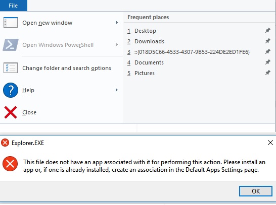 Windows 10 File Explorer Frequent Places Corrupt After Deleting Microsoft Community