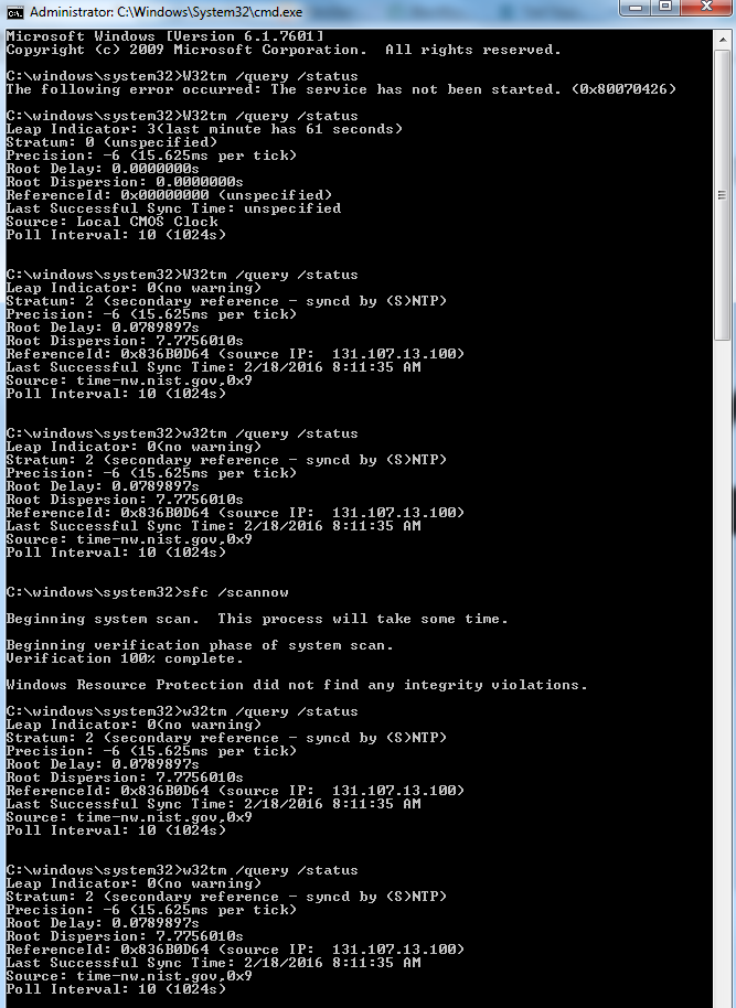 W32tm Query Status Malfunctioning Clock Time Work Up And Microsoft Community