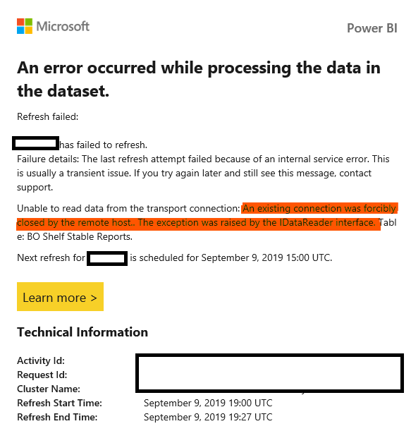 Power BI Failures Using SharePoint Online as a Dataset Microsoft