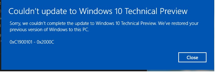 10041 Install Fails Error Code 0xC1900101 - 0x2000C - Microsoft Community