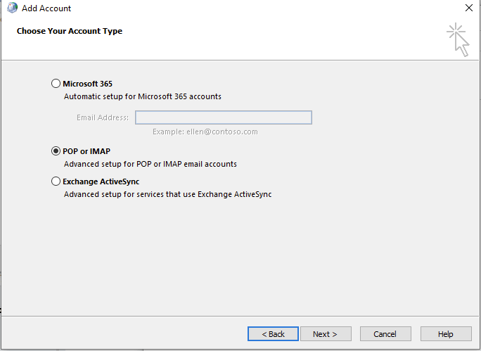 unable to add imap account in outlook