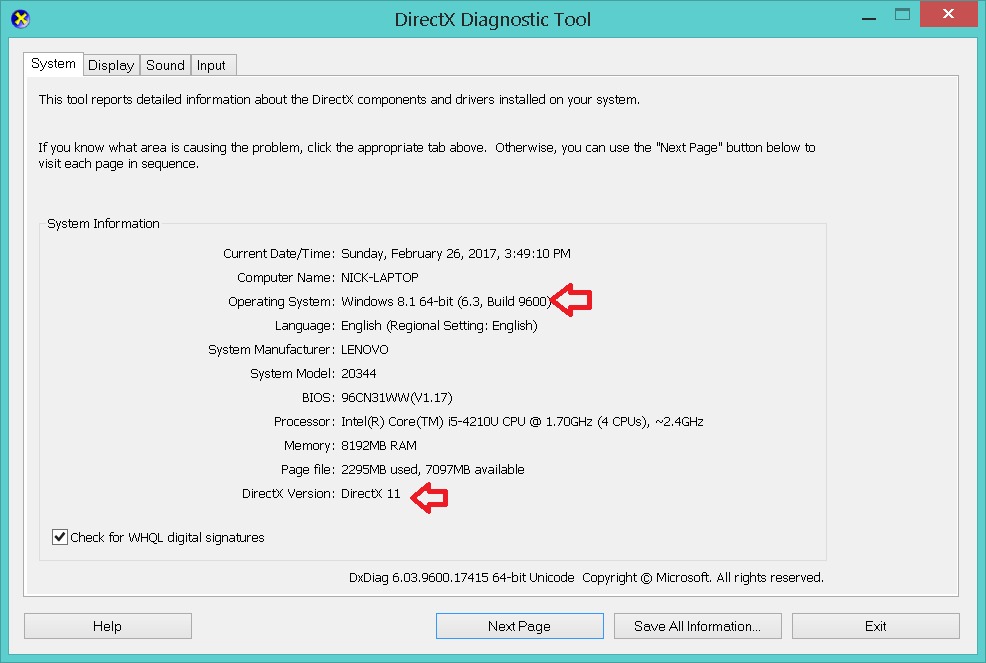 How Can I Get Directx11 2 On Windows 8 1 Microsoft Community