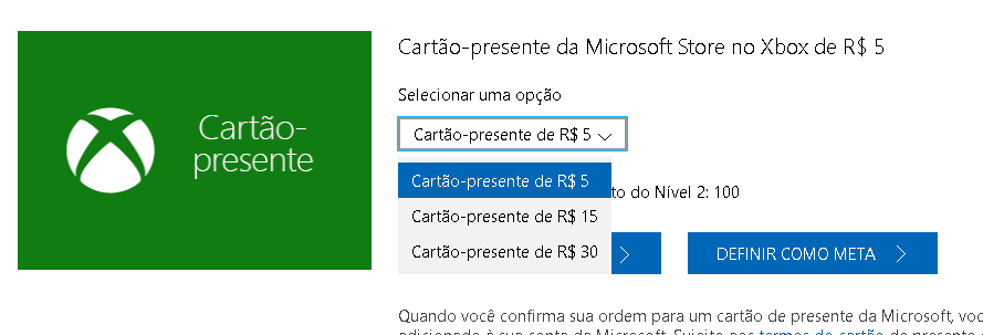 Cartão-presente - Microsoft Store Brazil