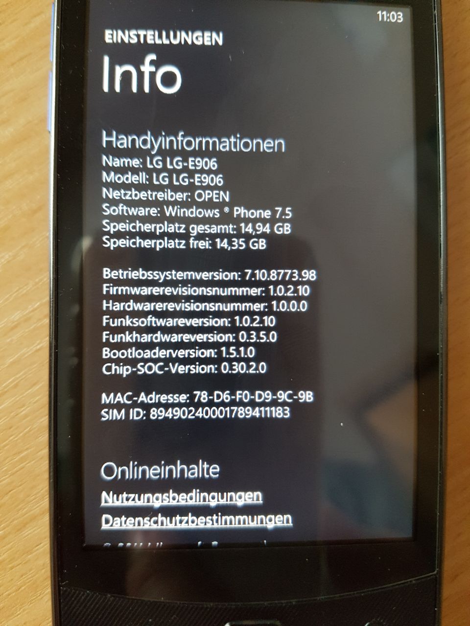 Windows Phone LG-E906 7.5 Jil Sander