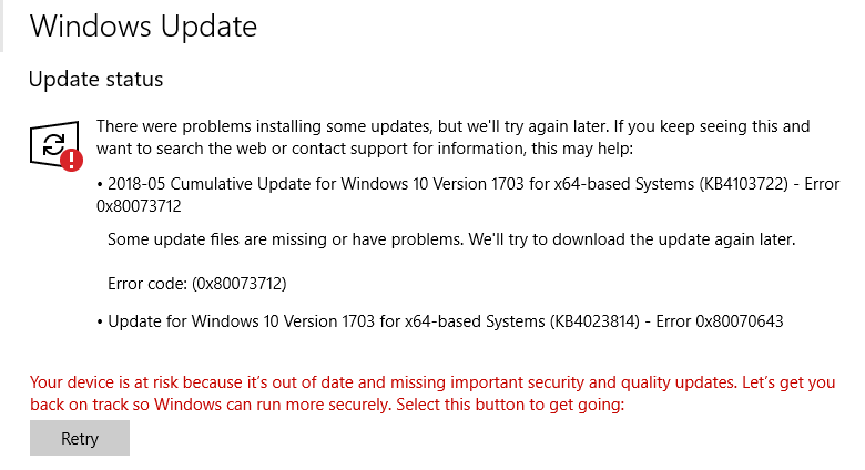 Windows 10 Update Failed To Install Error 0x Error Microsoft Community