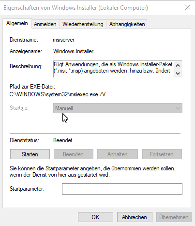 Ist mein Windows Installer beschädigt?