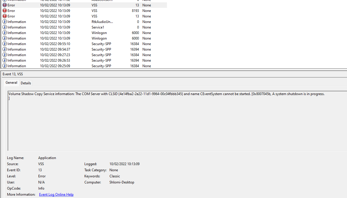 VSS is stop the windows from shuting down Microsoft Community