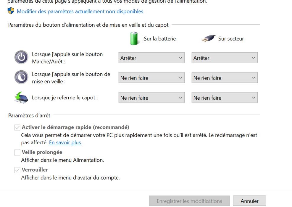 Mise en veille prolongee windows 10