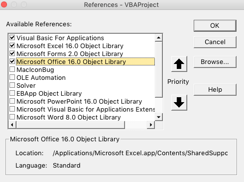 microsoft word 16.0 object library missing