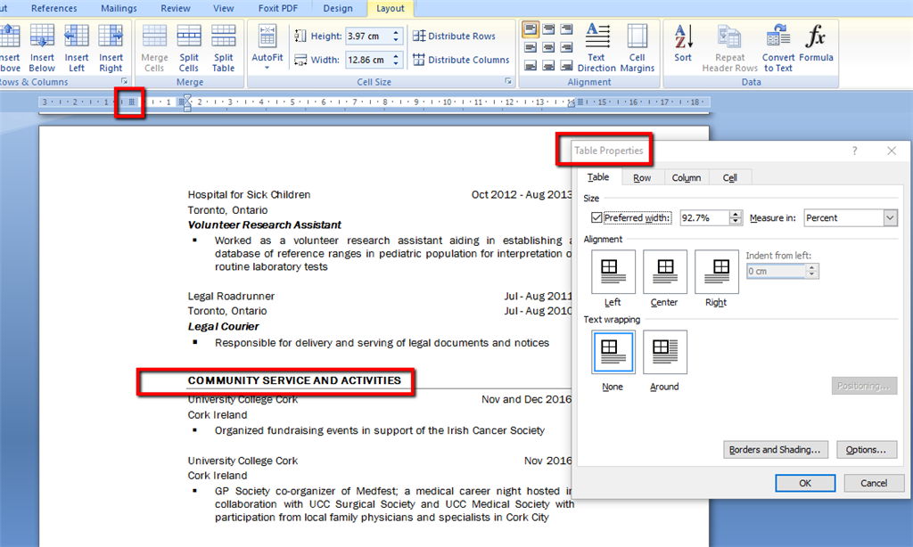 How To Display And Modify Table Properties In Microsoft Word - Free ...