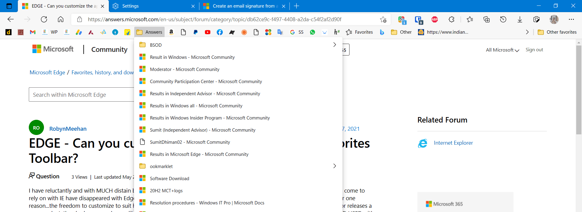 Microsoft Edge Edit Toolbar