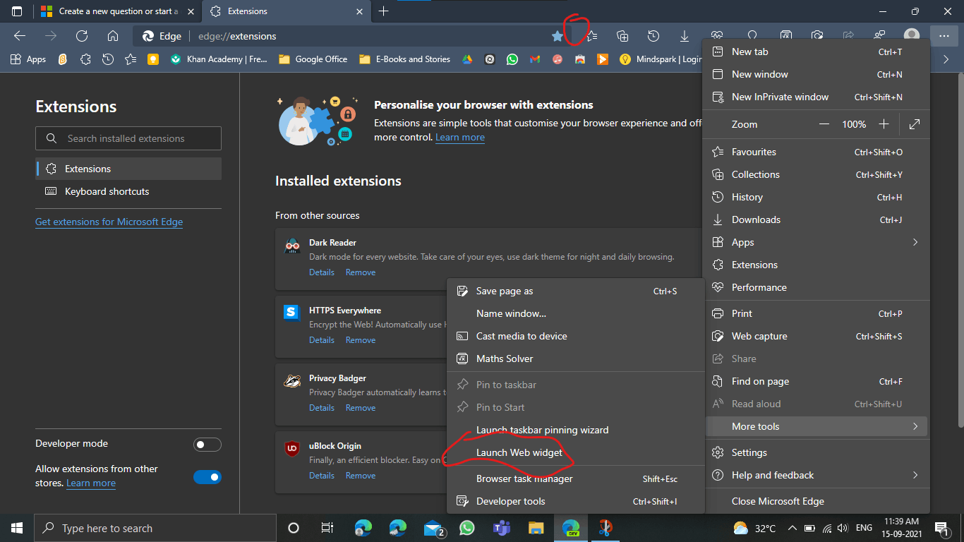 Microsoft Edge Web Widget not working - Microsoft Community