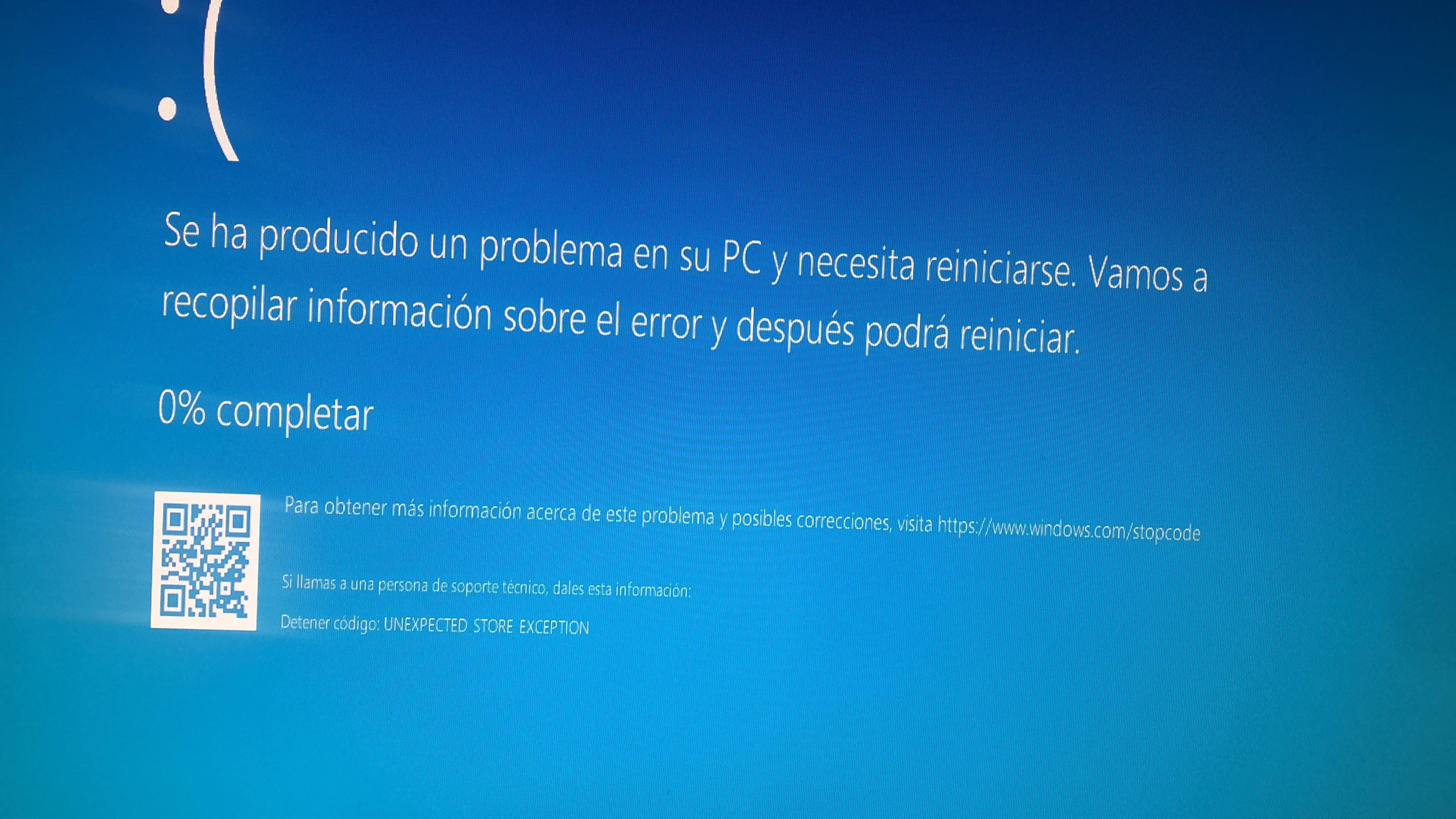 Unexpected internal error. Unexpected Store exception Windows 10.