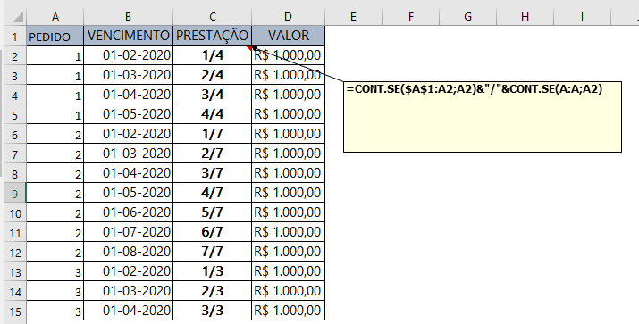 Como Configurar Numero De Parcelas No Excel Exemplo 07 10