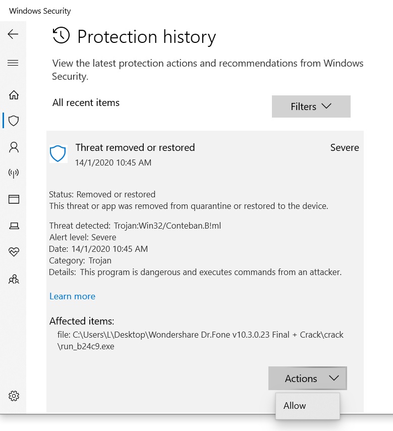 Windows Defender Threat "removed Or Restored" But Still Comes ...