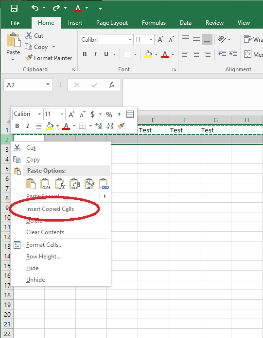 Excel Insert copied row in multiple times with only one copy row