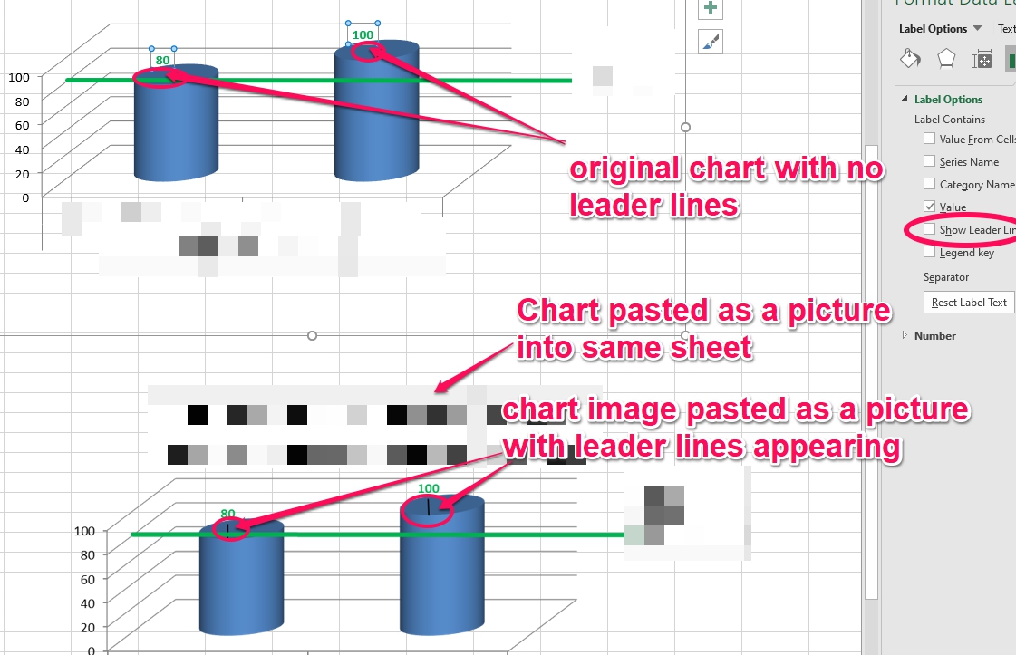 Excel 365 Data Lead Lines Appear When Chart Pasted As A Picture Either Microsoft Community