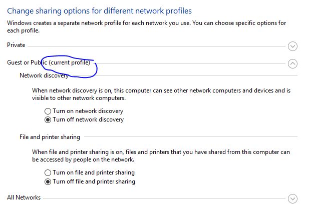 change public network to private network windows 8.1
