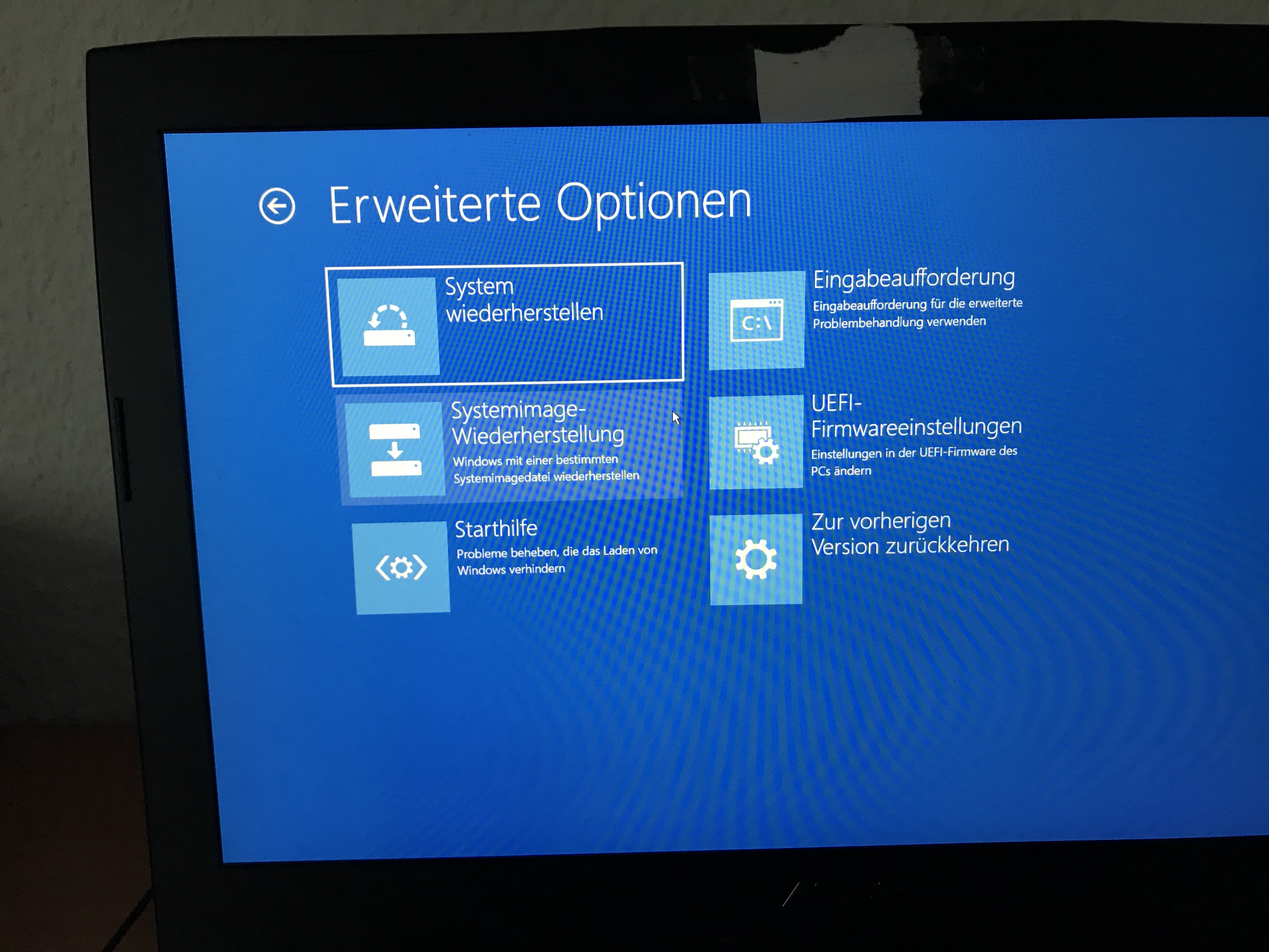 Windows 10 Update schlägt fehl, kann Laptop nicht mehr starten