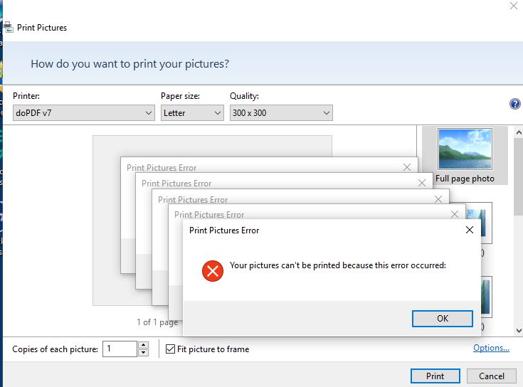 Cant print using windows photo viewer . Microsoft Community