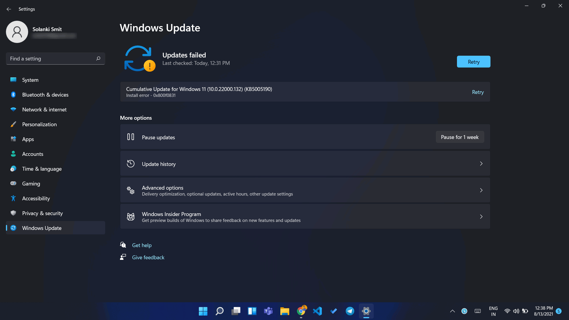 Error On Windows 11 Update:"Install Error - 0x800f0831" - Microsoft ...