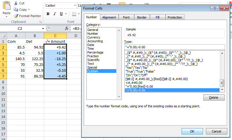 How to show a subtract/plus figure in Excel? - Microsoft Community