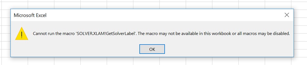 Excel 2016 solver error message windows 10 microsoft community