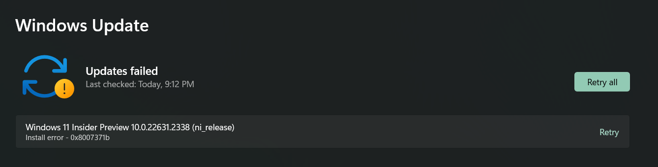 Install Error 0x8007371b On Update Windows 11 Insider Preview ...