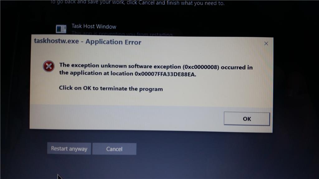 Error 0xc0000008 on shutdown the computer - Microsoft Community