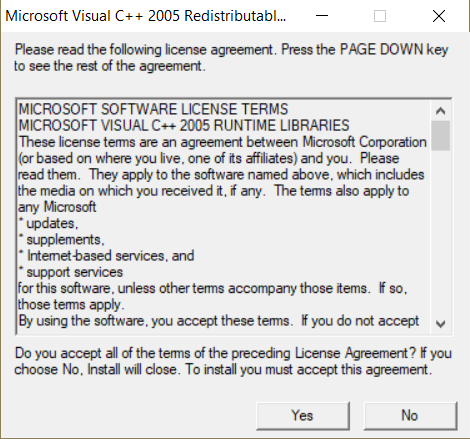 Can T Install Microsoft Visual C 05 Redistributable Microsoft Community