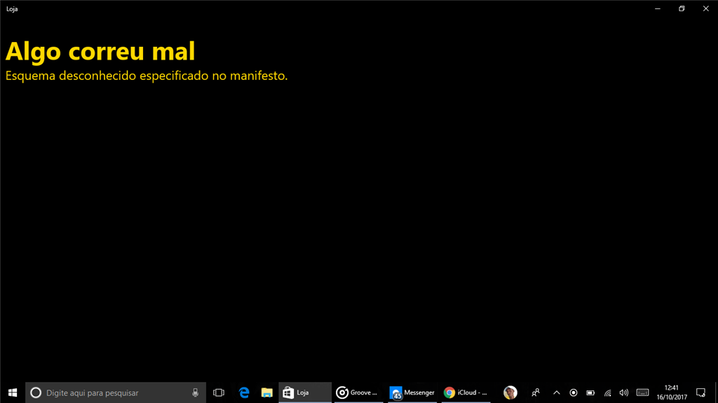 Erro da Loja n o Especificado. Microsoft Community