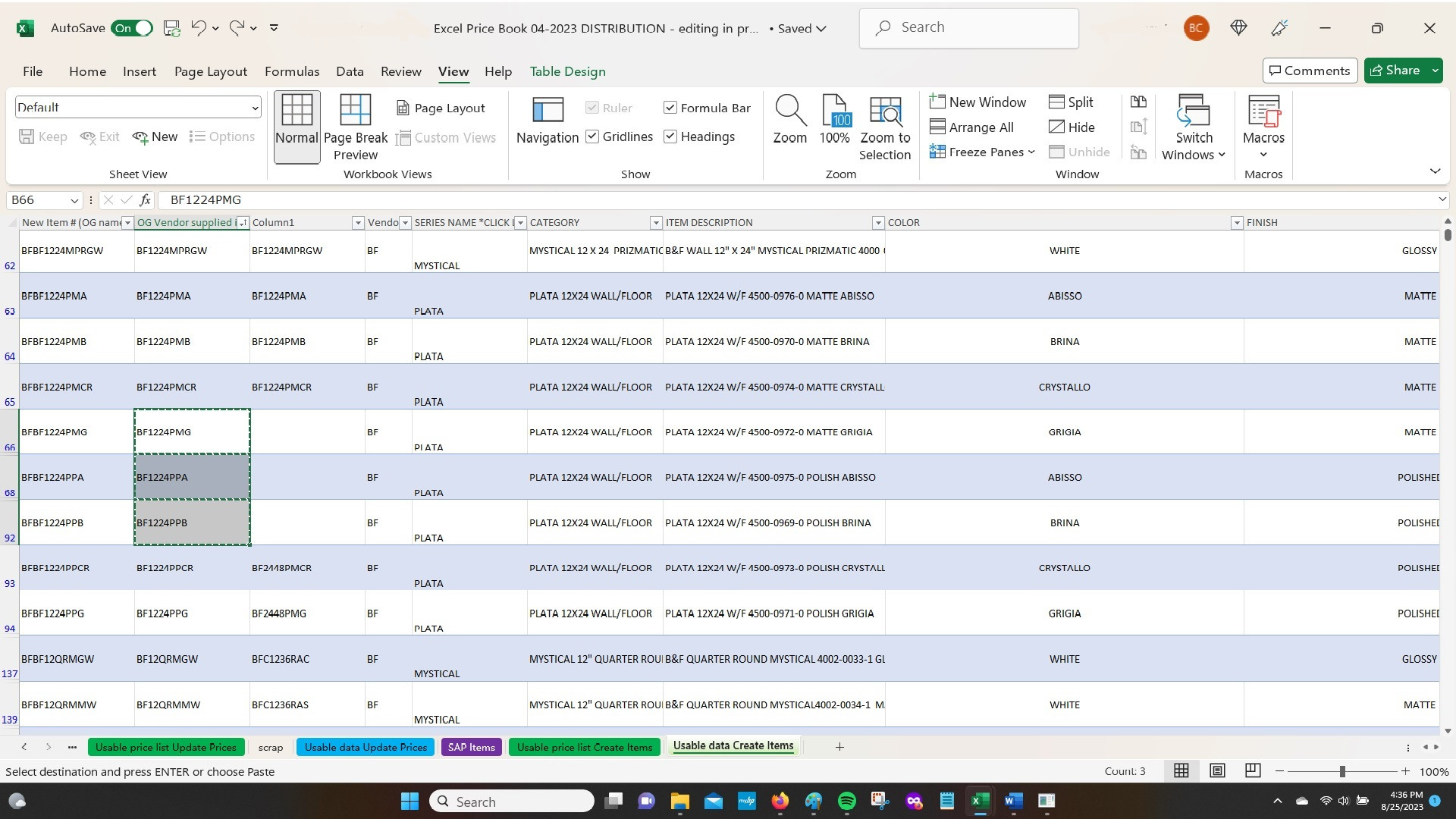 How can you copy and paste adjacent cell data from one column to