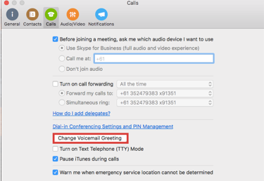 voicemail change greeting mac changing voice microsoft skype business alfred