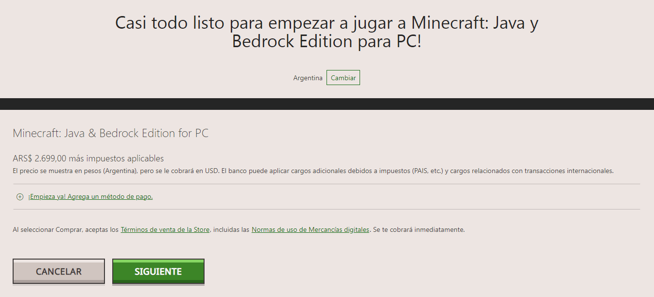 Minecraft Bedrock Argentina
