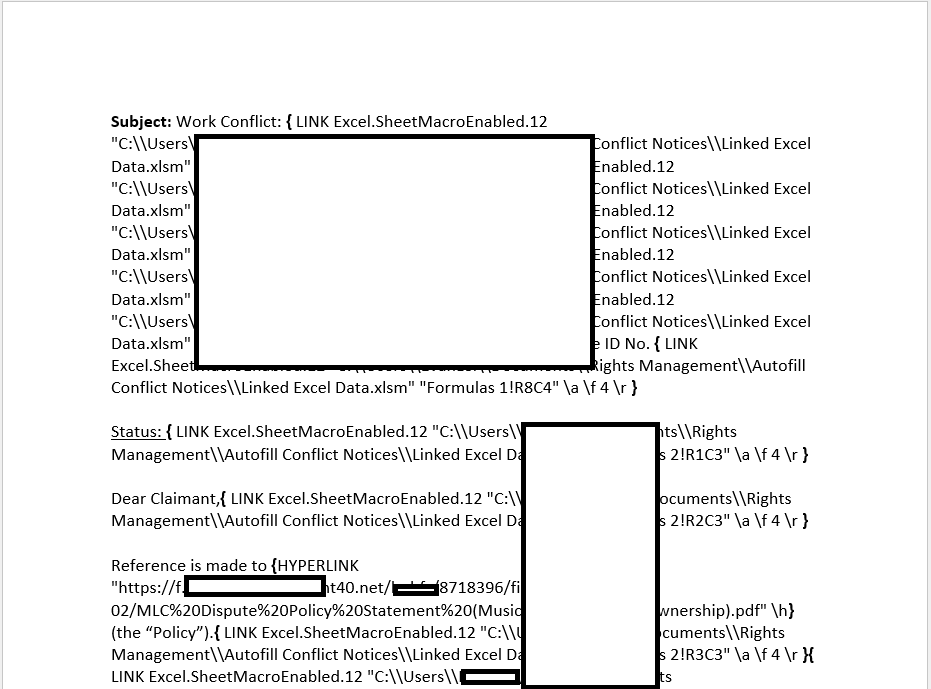 how do i create a dynamic link between excel and word