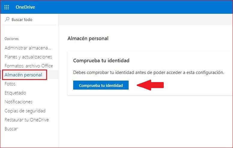 Habilitar o deshabilitar el Almacén Personal de OneDrive - Microsoft  Community