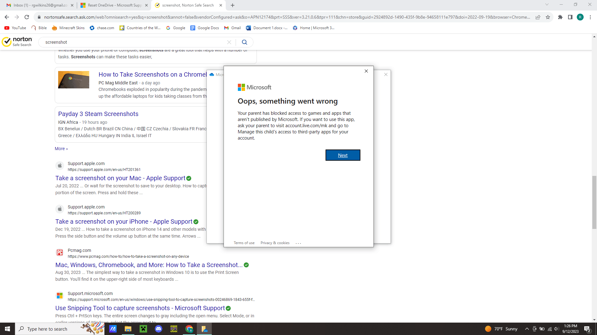 3rd party blocker is blocking ms365 on child account - Microsoft Community