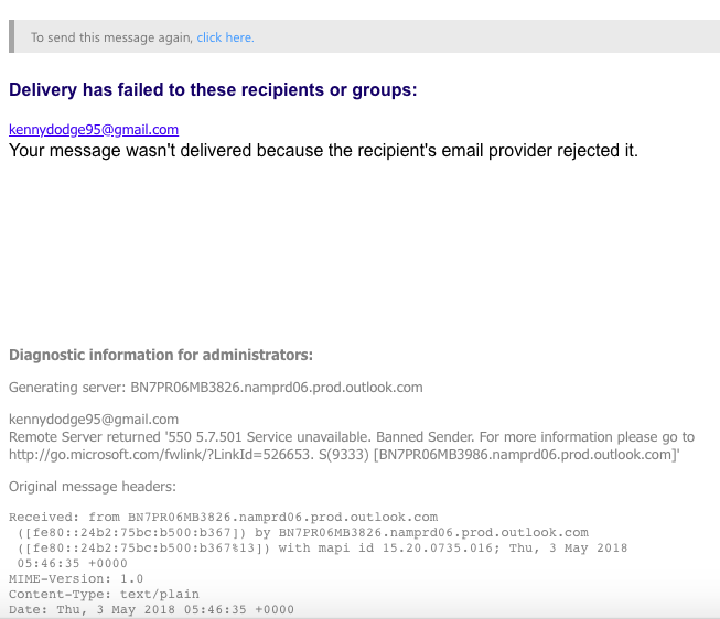 550 5.7.501 Undeliverable Error - Microsoft Community