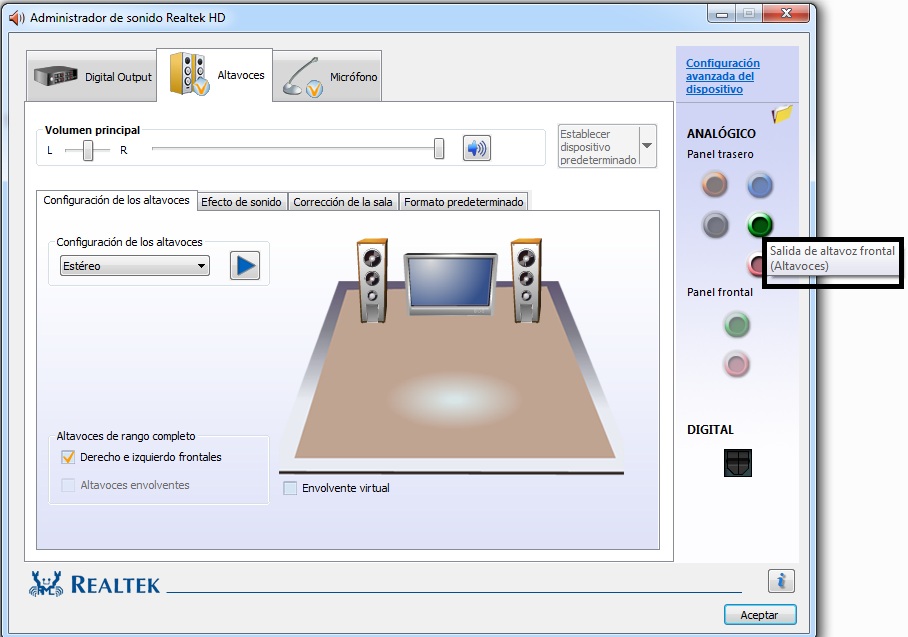 Realtek no reconoce auriculares