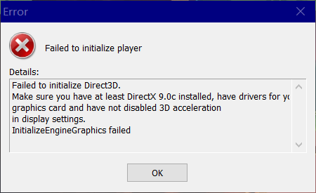 Could not initialize direct3d cube world что делать