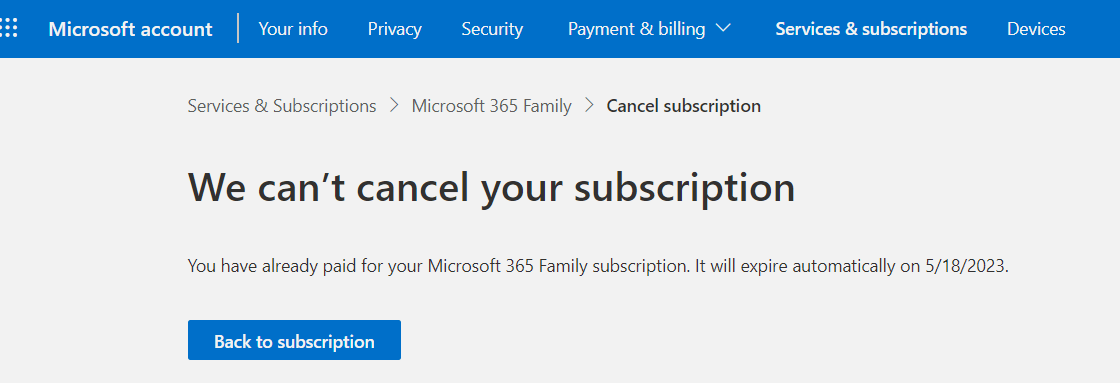 Cancelling Microsoft 365 Subscription - Microsoft Community