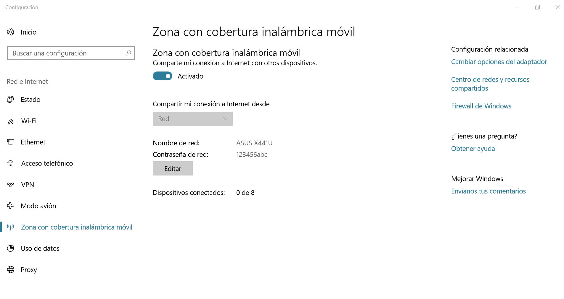 Windows 10 No Puedo Compartir Internet Zona Con Cobertura Microsoft Community