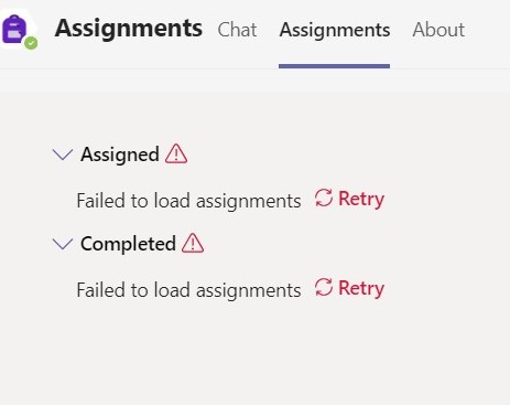 microsoft teams failed to load assignments