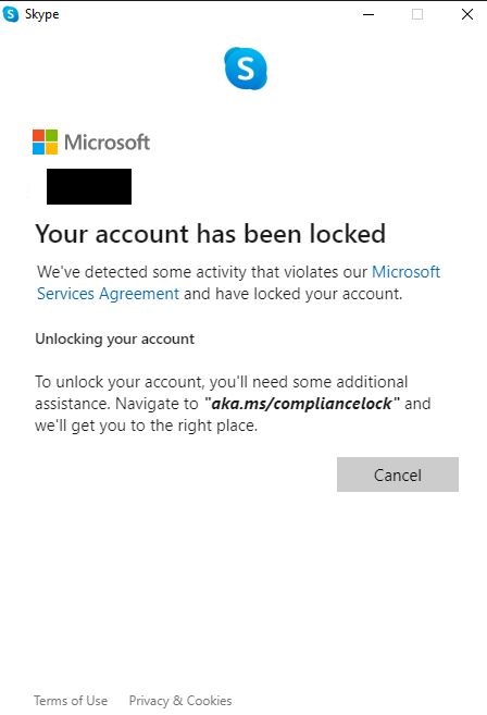 Your account has been locked - Microsoft