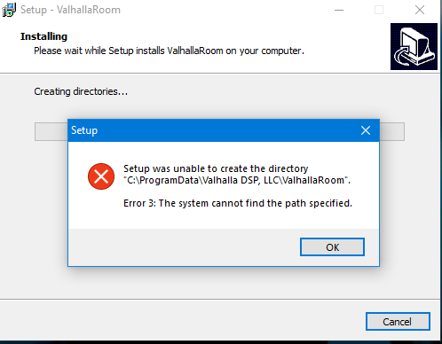 Setup Was Unable To Create The Directory "C:\Programdata ...