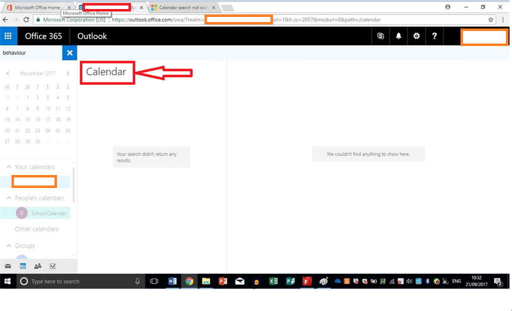 Outlook Calendar Search Not Working 