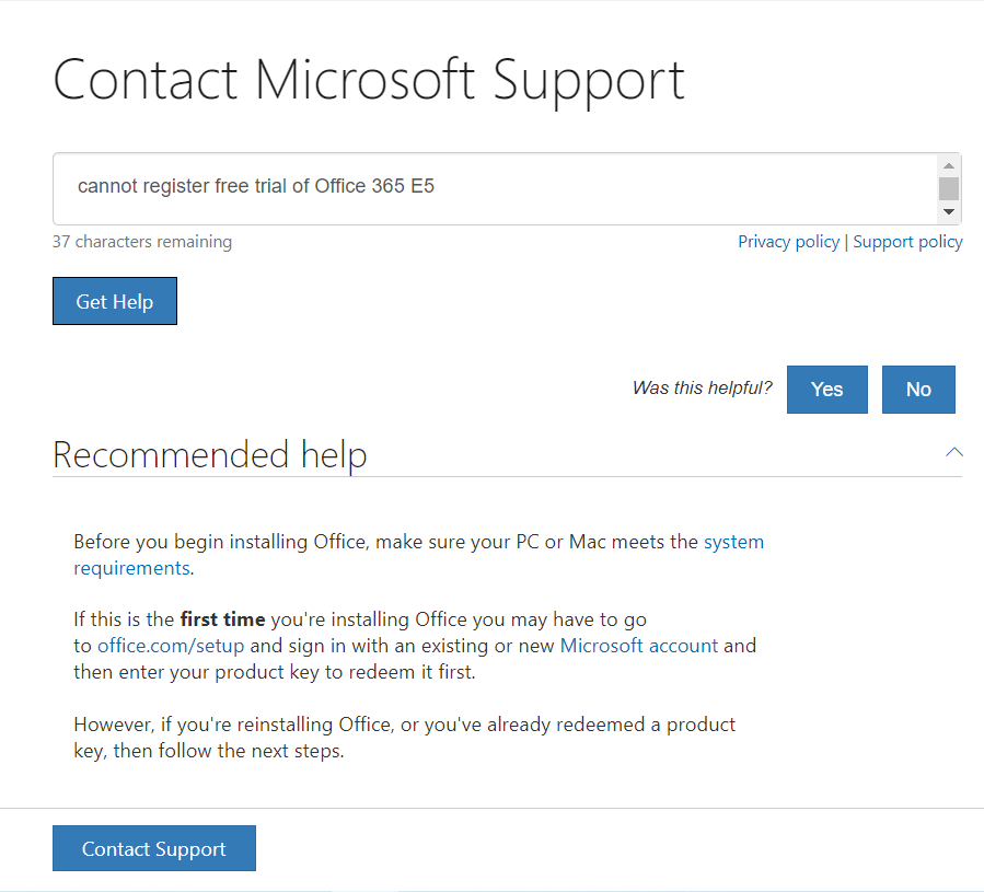 Microsoft office 365 free trial activation error - Microsoft Community