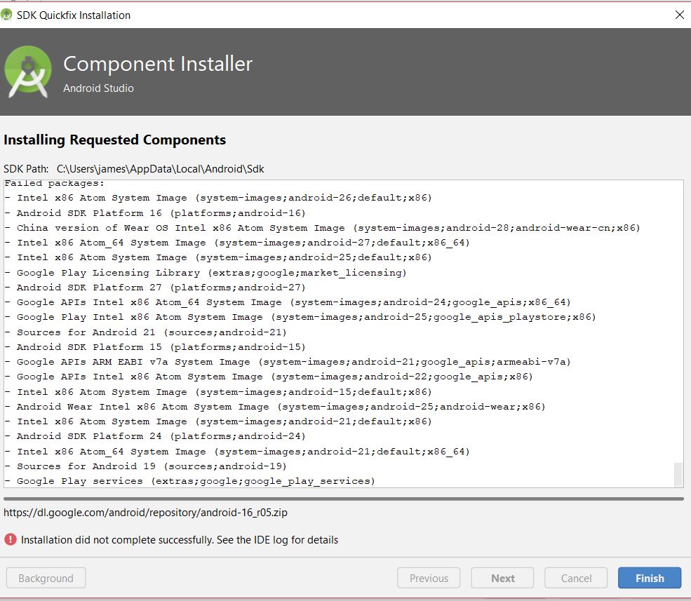 Installation Did Not Complete Successfully